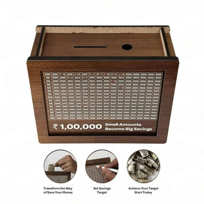 DhanKosh™ Wooden Goal-Tracker Money Bank