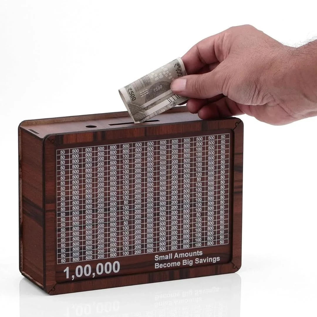 DhanKosh™ Wooden Goal-Tracker Money Bank