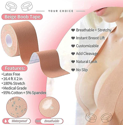 Boob Tape Kit - With 10 Nipple Pasties and 36 Double Sided Tape Strips
